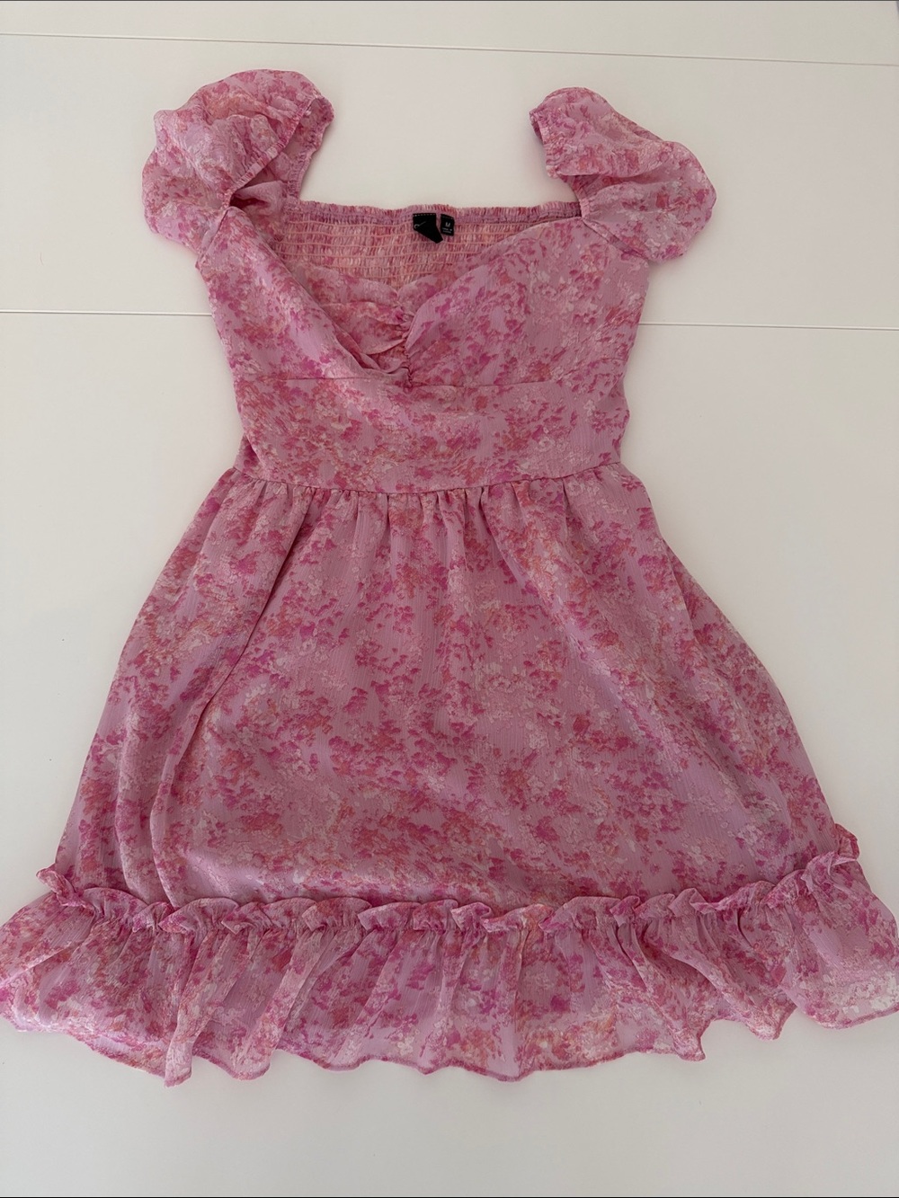 Pink Floral Ruffle Dress